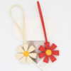 Wholesale Premium PU leather 3D multi-petal flower bag charm keychain ornament