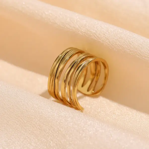 Wholesale Ins Cold Style Irregular Line Stainless Steel Open Ring Women's Niche Overlapping Index Finger Ring Accessories