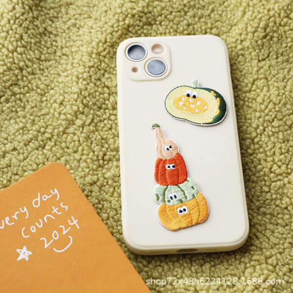 Wholesale Self-Paste Funny Pumpkin Embroidery Cloth Sticker Bag Mobile Phone Cute Decorative Embroidery Sticker Clothes Hole Patch Sticker