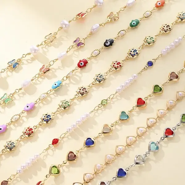 Cute Vintage Style Funny Devil's Eye Heart Shape Butterfly Copper Plating Bracelets