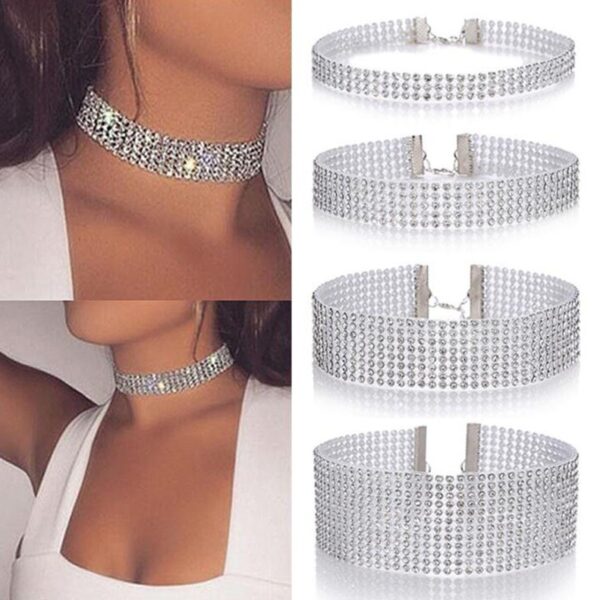 Wholesale AliExpress Explosions Luxury Diamond Necklace Clavicle Chain European and American Fashion Jewelry Neck Chain Collar choker