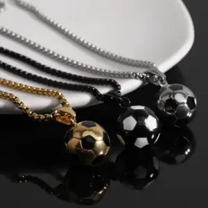 Wholesale Simple Style Football Titanium Steel Polishing Pendant Necklace