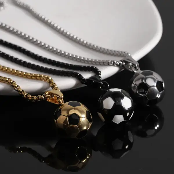 Wholesale Simple Style Football Titanium Steel Polishing Pendant Necklace