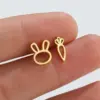 PVD Coated 18K Gold Real Gold Plated Bunny Ears 304 Stainless Steel Fashion Waterproof Non Tarnish Ear Studs