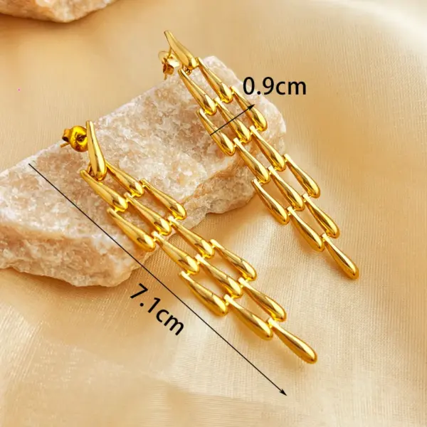 Wholesale PVD Coated Real Gold Plated 18K Gold Solid Color 304 Stainless Steel Elegant Luxurious Waterproof Non Tarnish Drop Earrings