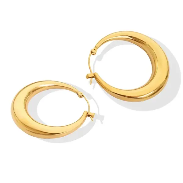 Wholesale PVD Coated Real Gold Plated 18K Gold U Shape 304 Stainless Steel Fashion Waterproof Non Tarnish Hoop Earrings