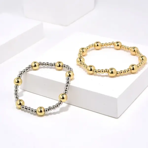 Retro Classic Style Round Copper Beaded Handmade Plating Gold Plated Bracelets