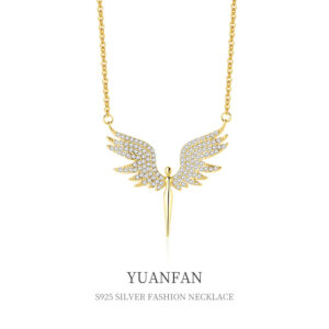 Wholesale Zirconia Angel Wing Necklace