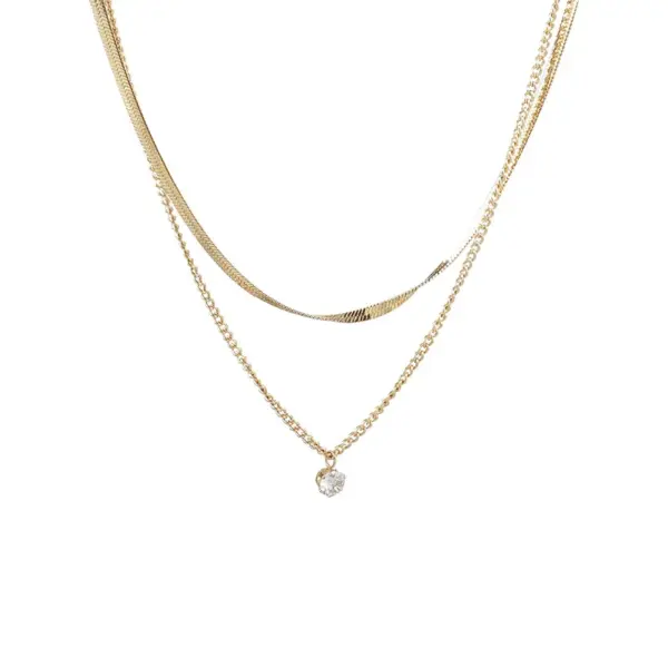 Wholesale Fashion Geometric Titanium Steel Inlay Zircon Necklace 1 Piece