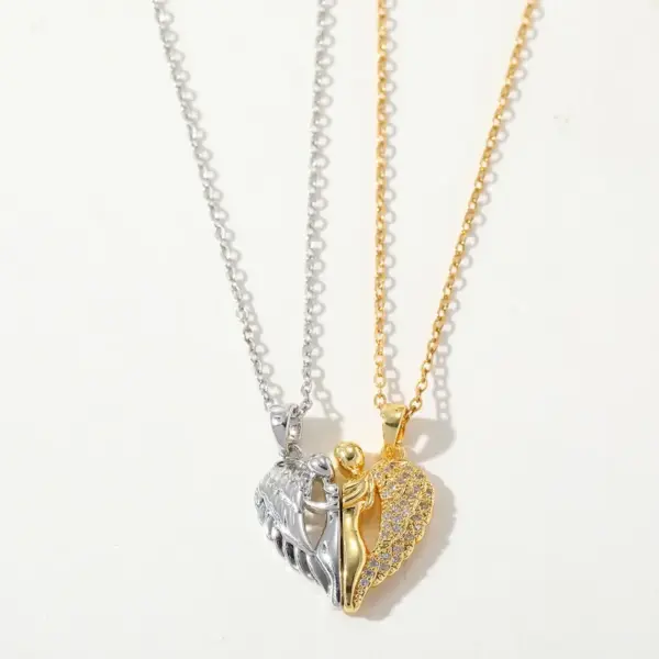 Wholesale Jewelry Luxurious Wedding Romantic Human Sun Moon 304 Stainless Steel Copper Zircon 18K Gold Plated Plating Inlay Cable Chain Necklace