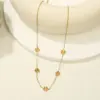 Wholesale 304 Stainless Steel Flower PVD Coated Stone-Free 18K Real Gold Plated Romantic Modern Style Cable Chain Lobster Trigger Clasp Closure Necklace