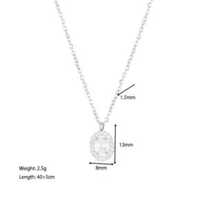 Wholesale PVD Coated 18K Gold Platinum Real Gold Plated Round 304 Stainless Steel Simple Style Waterproof Non Tarnish 304 Stainless Steel Pendant Necklace