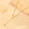 304 Stainless Steel Cross PVD Coated 18K Real Gold Plated Elegant Simple Style Waterproof Non Tarnish Cable Chain Gold Double Layer Necklaces
