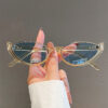 Wholesale Cross-Border New Cat-Eye Sunglasses European and American Fashion Influencer Picks Ins Glasses Simple Avant-Garde Sunglasses Mixed