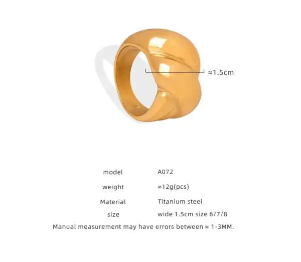 Wholesale 304 Stainless Steel Solid Color PVD Coated 18K Gold Plated Real Gold Plated Casual Simple Style Waterproof Non Tarnish Plating Gold Silver Rings