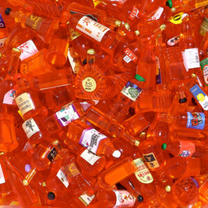Orange-red wine bottle