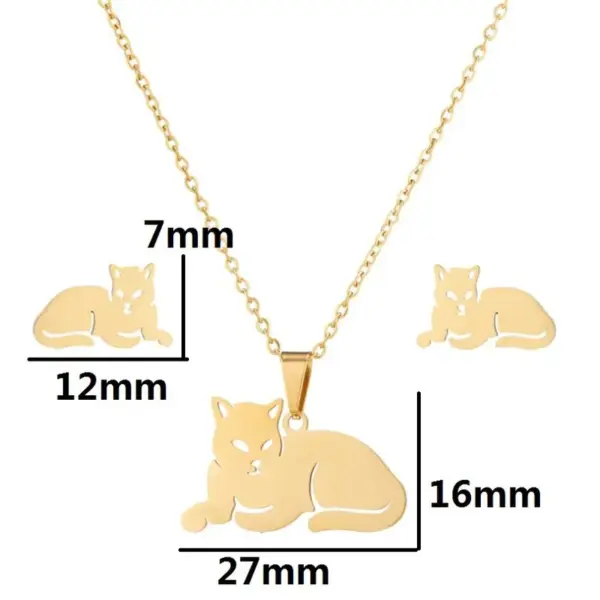 PVD Coated Real Gold Plated Animal Stainless Steel Fashion Waterproof Non Tarnish Earrings Necklace