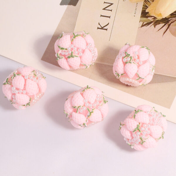 Wholesale Soft pottery double-layer strawberry beads can be worn with straight holes loose beads beaded DIY mobile phone chain key chain bag chain accessories