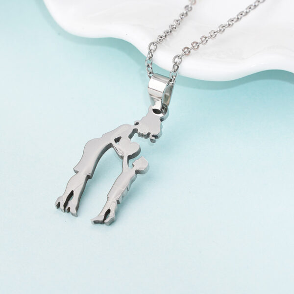 Wholesale European and American Cross-border Boys and Girls DIY Warm Mother and Daughter Pendant Necklace Mother's Day Gift Stainless Steel Titanium Steel Jewelry