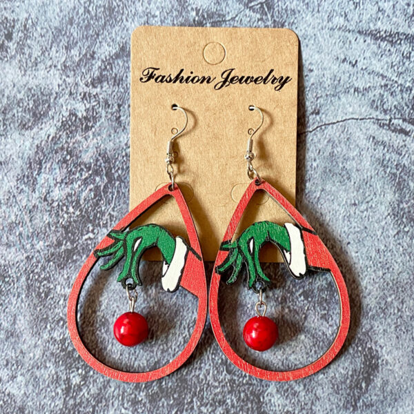 Wholesale Christmas Grinch earrings classic stitching Christmas gift earrings