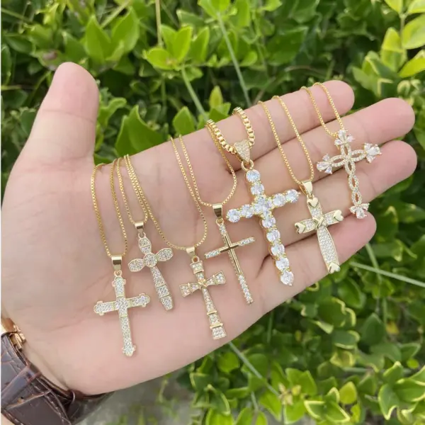 Wholesale Fashion Cross Metal Plating 18K Gold Plated