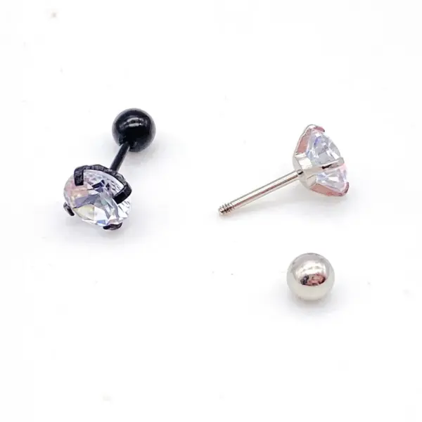 Wholesale Simple Style Round Stainless Steel Inlay Zircon Ear Studs 1 Piece
