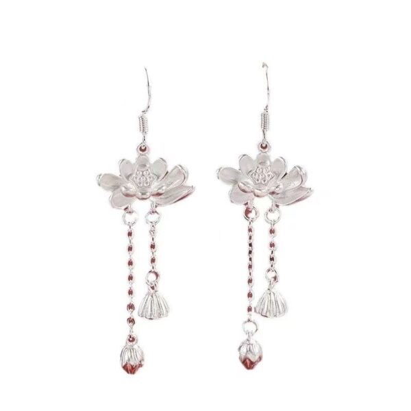 Wholesale Lotus tassel lotus earrings women's two-generation national tide antique cheongsam ear hook long eardrop mother's day send mother