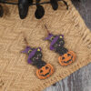Wholesale Halloween Horror Pumpkin Creative Splicing Wooden Earrings