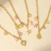 Ion Plating (IP) 18K Gold Plated Star Heart Shape Shell 304 Stainless Steel Sweet Pendant Necklace Multi Charms