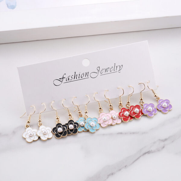 Wholesale Cross Border Color Small Flower Oil Drop Pendant Earrings suit Bohemian Alloy Earrings Spring and Summer Earrings Gift