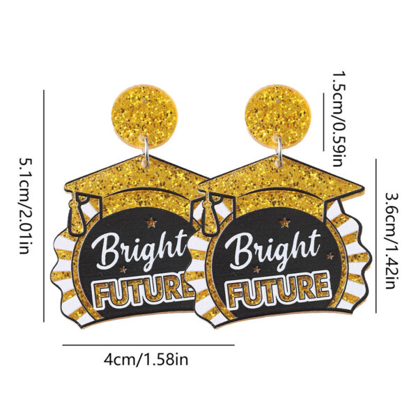 oly-498da0edec9ad13150f21d8134aabf97 Wholesale Cross-border New School Season Sequins Book Master's Cap Star Stitching Pendant Earrings Acrylic Earrings