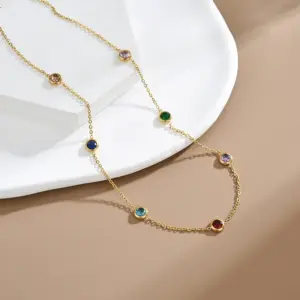 【H363】Colorful Necklace / Gold