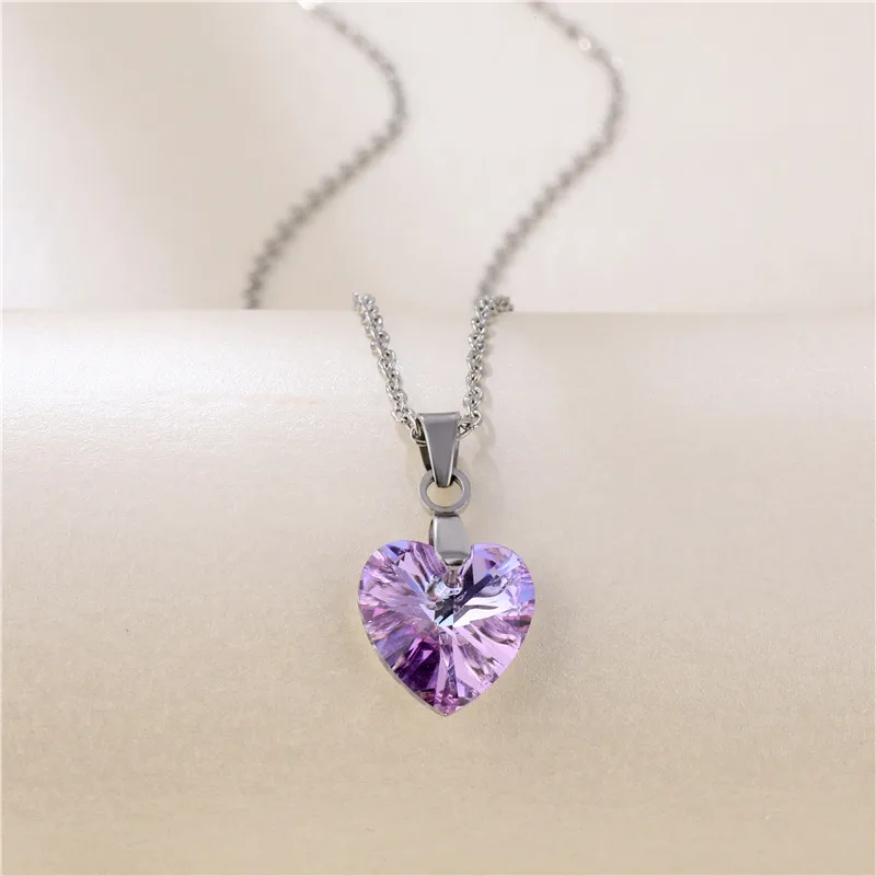 Wholesale Jewelry Simple Style Heart Stainless Steel lishing Stainless Steel Necklaces