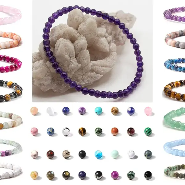 Wholesale Romantic Classic Style Round Natural Stone Bracelets In Bulk