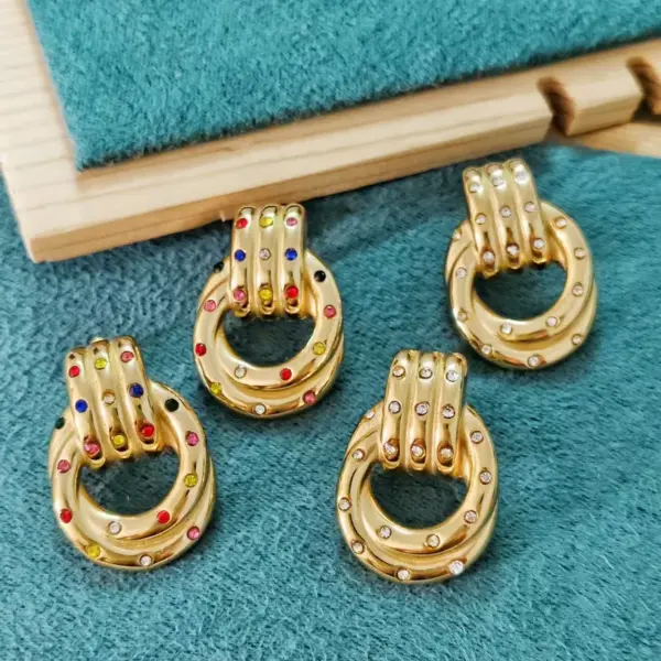 Wholesale Ion Plating (IP) 18K Gold Plated Real Gold Plated Geometric 304 Stainless Steel Casual Waterproof Non Tarnish Ear Studs
