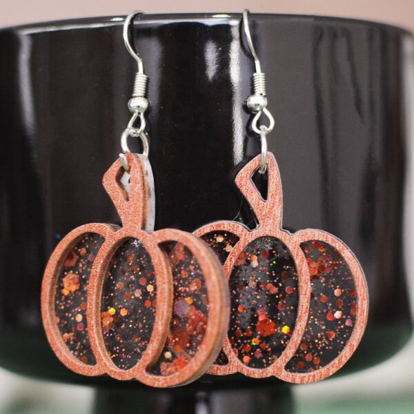 Wholesale Double-layer wooden earrings with acrylic pendant