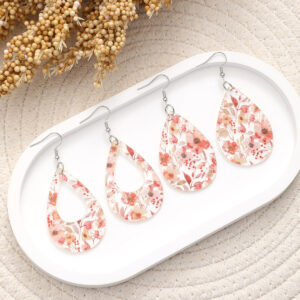 Wholesale Butterfly print acrylic and wood panel earrings