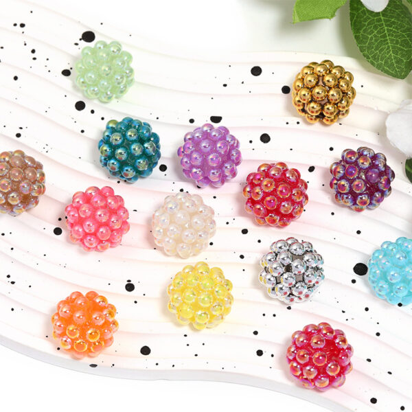 Wholesale Heavy-duty plated solid color acrylic bayberry ball with through holes, DIY mobile phone chain, beaded pen jewelry accessories