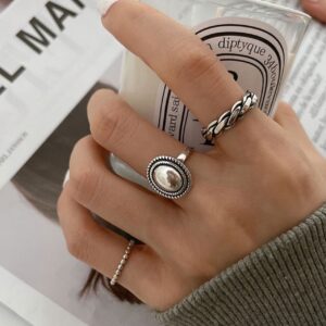 Wholesale South Korea non-fading geometric twist ring female ins retro fashion Oval personality open adjustable hip hop ring