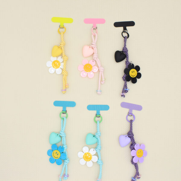 Wholesale Bag charm, phone lanyard, sunflower smiley face creative keychain