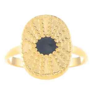 13 18K Real Gold Long Black Beads Z-078