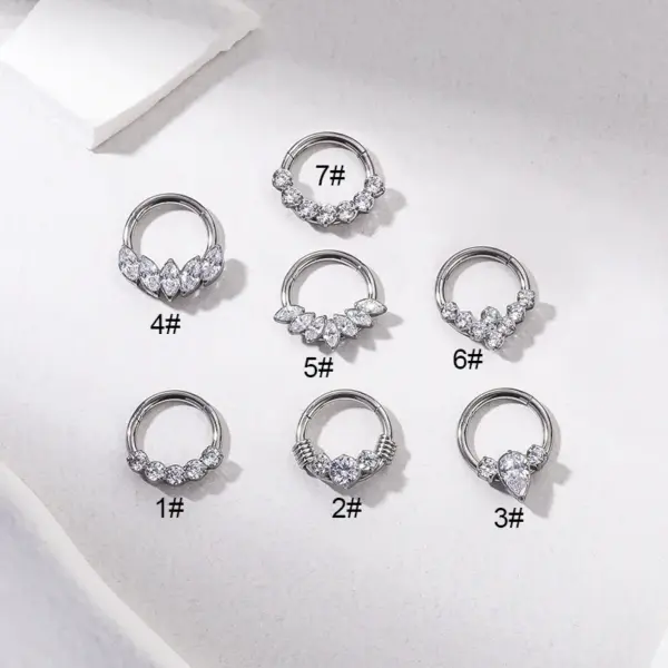 1 Piece Nose Rings & Studs Retro Leaf Water Droplets Pure Titanium Inlaid Zircon Nose Pin