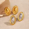 Wholesale Ion Plating (IP) 18K Gold Plated Oval 304 Stainless Steel Elegant Glam Hip-Hop Waterproof Non Tarnish Ear Studs