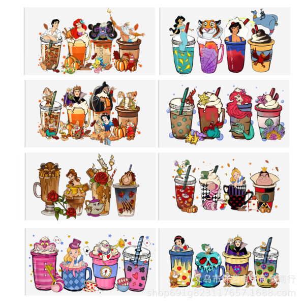 Wholesale Cartoon Princess series transparent crystal water cup waterproof sticker suit (8 pcs/set) 1Yc51969