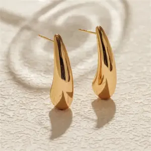 Wholesale PVD Coated 18K Gold Plated Solid Color 304 Stainless Steel Simple Style Classic Style Waterproof Non Tarnish Ear Studs