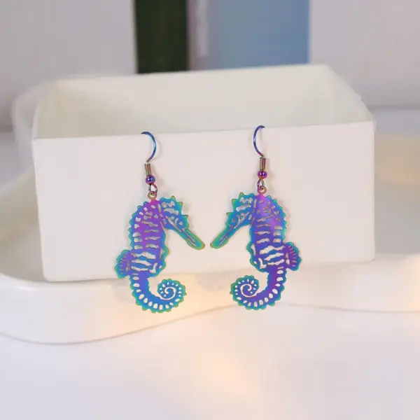 Wholesale 1 Pair Simple Style Classic Style Color Block Patchwork 304 Stainless Steel Drop Earrings