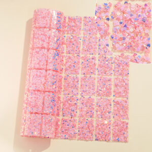 29 pink lake blue love sequin style / Geometric special-shaped resin hot-melt adhesive tape [whole piece 24*40cm, small square 3*4cm]