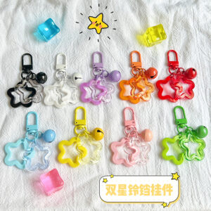 Wholesale Acrylic Hollow Five-pointed Star Ins Pendant Summer Childlike Pendant Keychain Accessories Wireless Headset Accessories