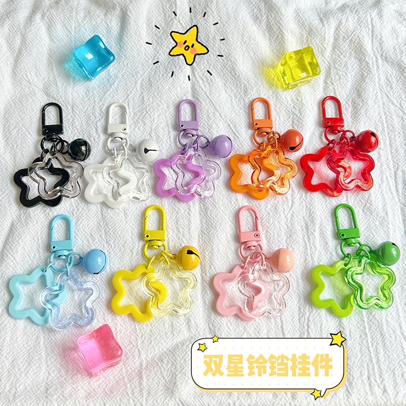 Wholesale Acrylic Hollow Five-inted Star Ins Pendant Summer Childlike Pendant Keychain Aessories Wireless Headset Aessories