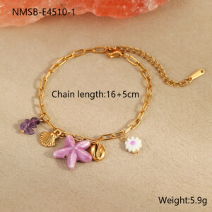 Nmsb-e4510-1 purple starfish bracelet / 18K